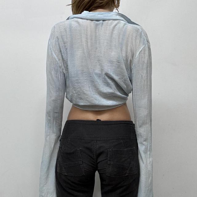 Flared blue gothic eyelet shirt