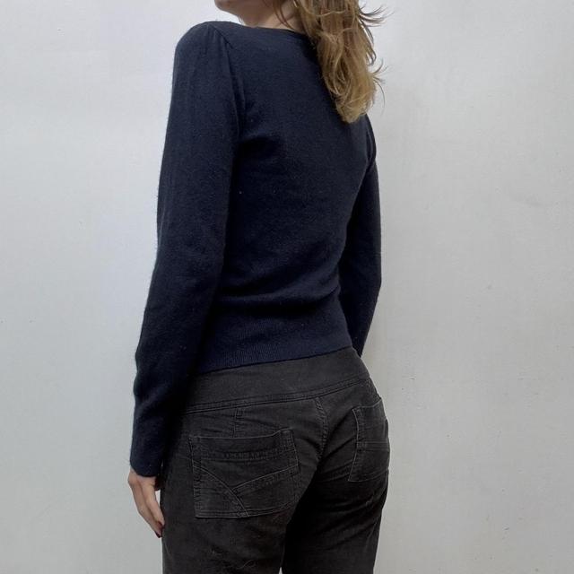 Navy wool knit graphic jumper