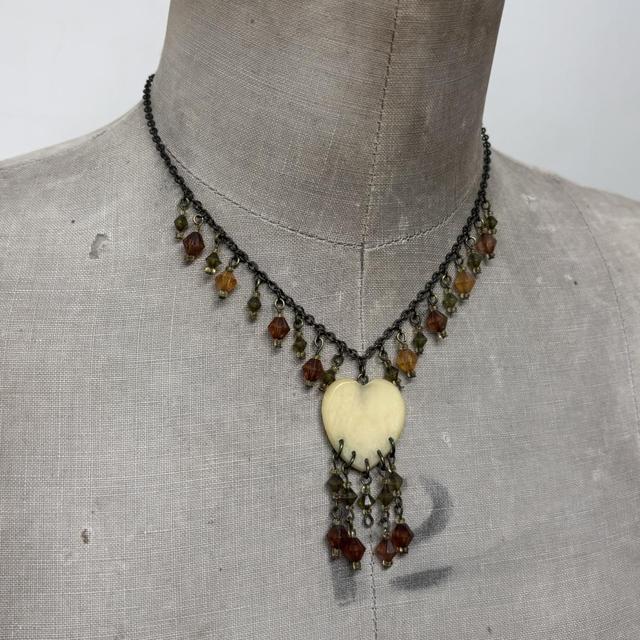 Brown gemstone heart necklace
