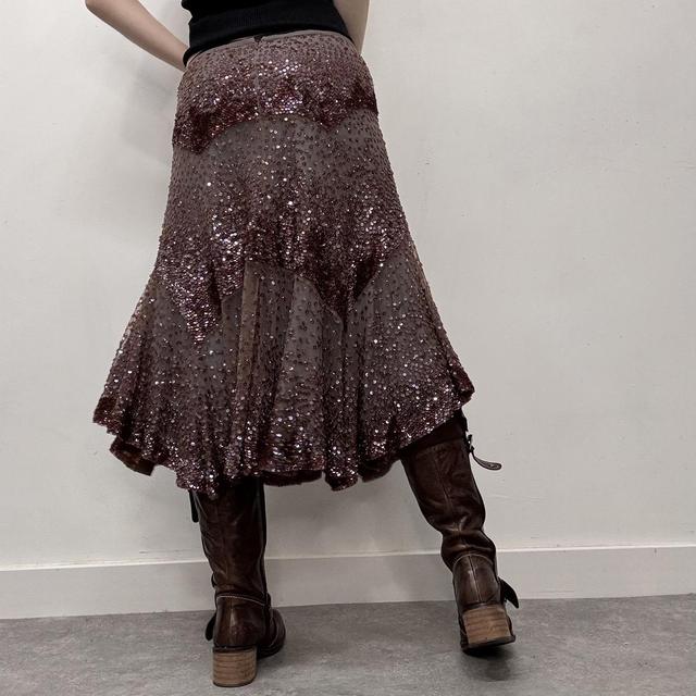 Purple beaded glitter midi skirt