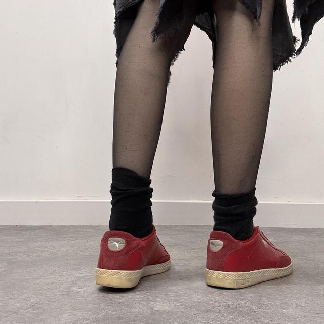 Red leather puma trainers