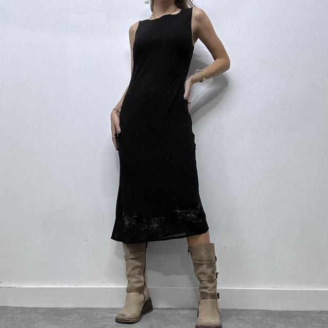 Black wide neck bias cut maxi dress