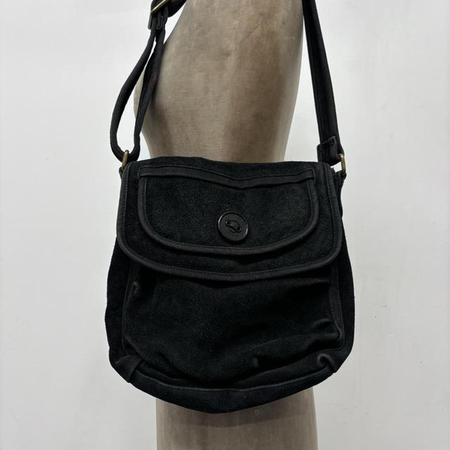 Black suede shoulder bag