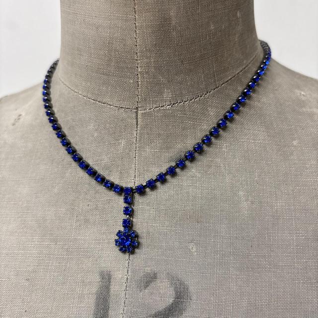 Y2K tennis necklace blue diamond