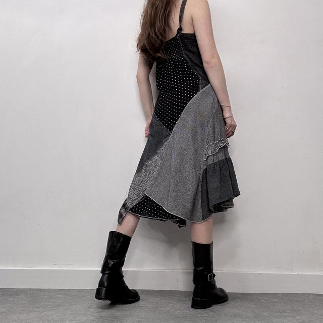 Black grunge patchwork dress