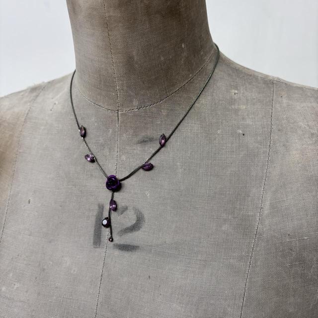 Purple gemstone flower fairy necklace