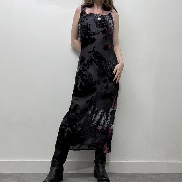 Sheer floral layered maxi dress