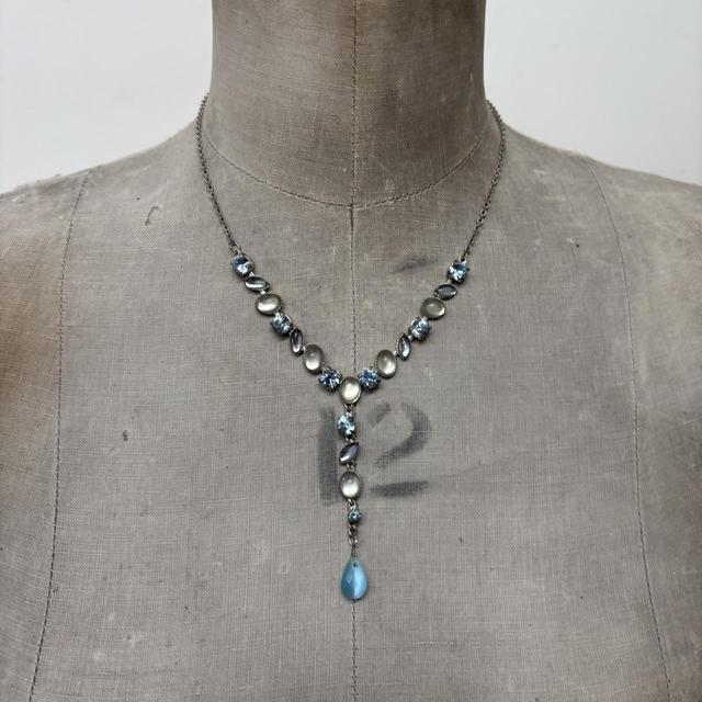 Blue gemstone fairy necklace