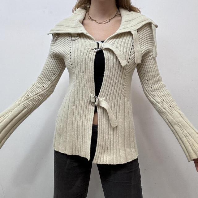 Ribbed knit flare cardigan