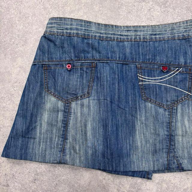 Asymmetric denim mini skirt