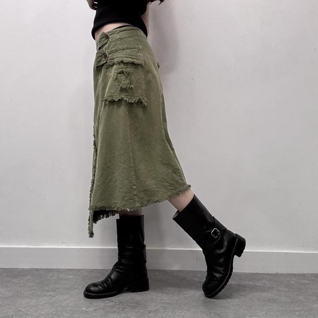 Asymmetric flared midi green fairy skirt