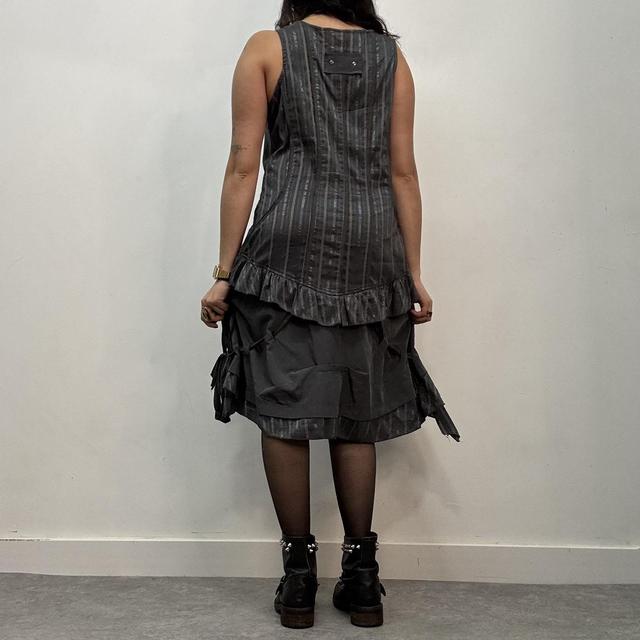 Pinstripe layered cargo dress