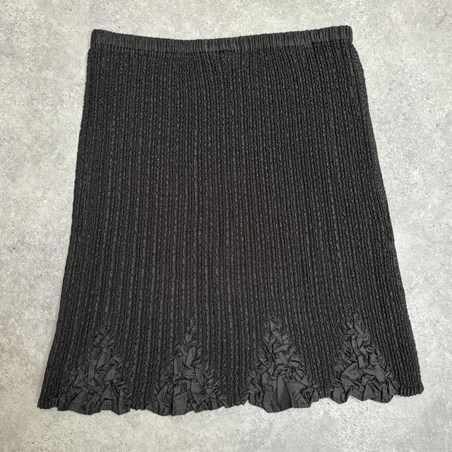 Black pleated midi skirt