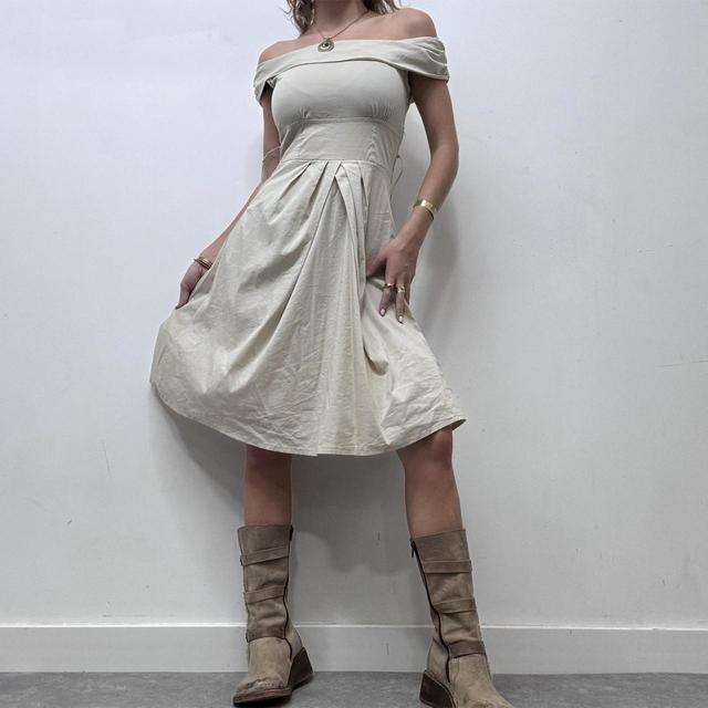 Cotton tan flare dress