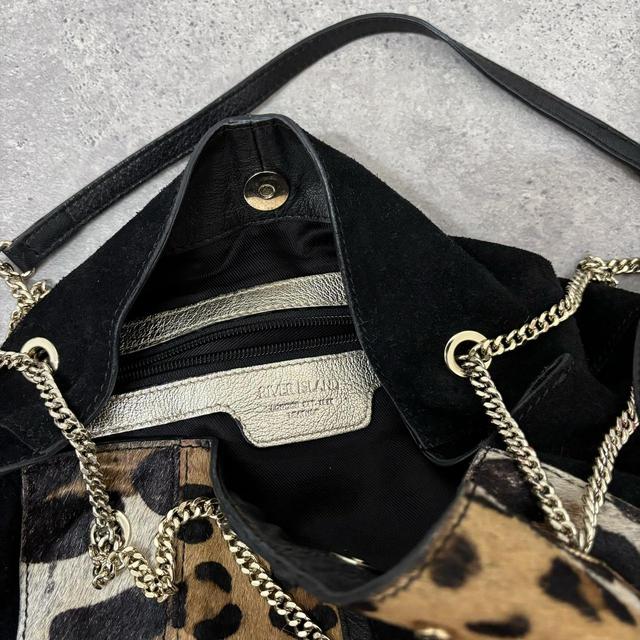 Leopard print suede handbag