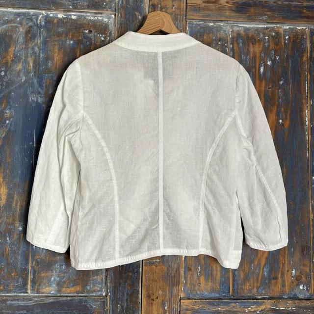 White linen cropped millitary top