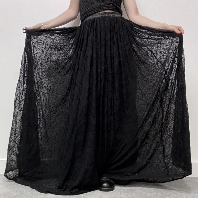 Gothic sheer black mesh maxi skirt