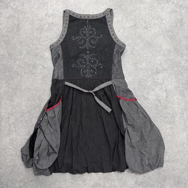 Grey studded pinstripe grunge dress