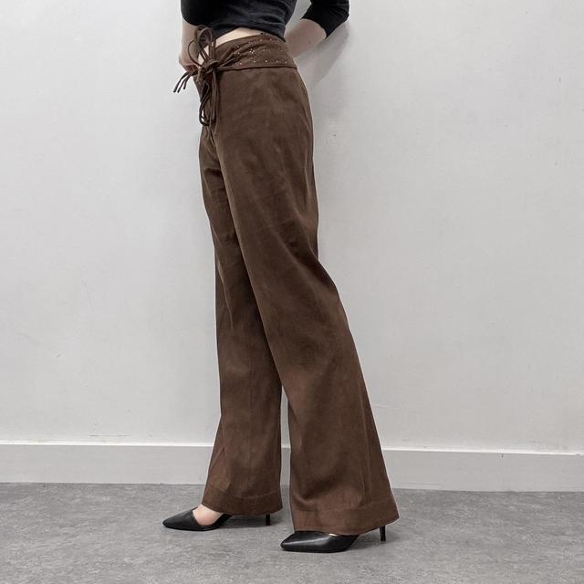 Western faux suede flared trousers