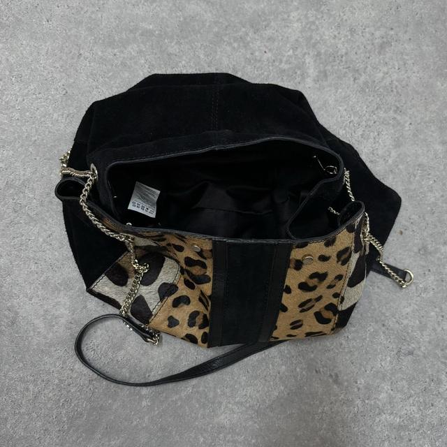Leopard print suede handbag