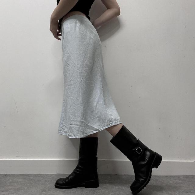 Pale blue linen bias cut skirt