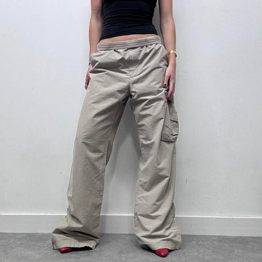 Beige oversized balloon cargo trousers