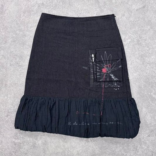 Black cargo puffy grunge skirt