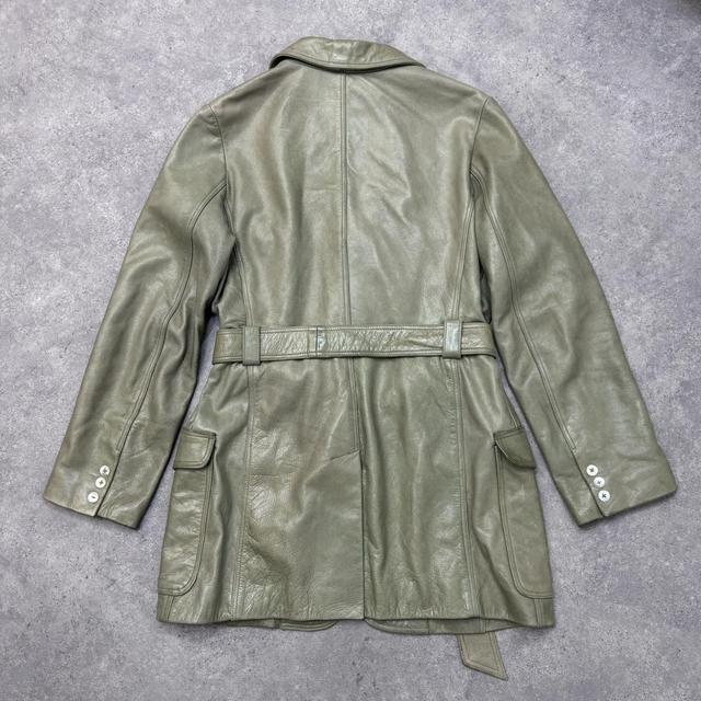 Green leather blazer jacket