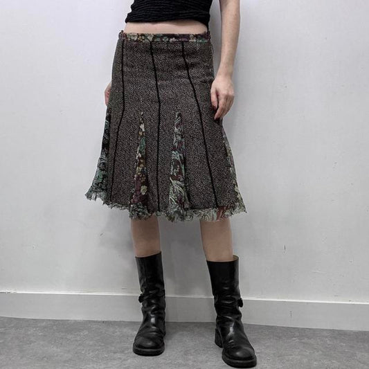 Fairy tweed flared midi skirt