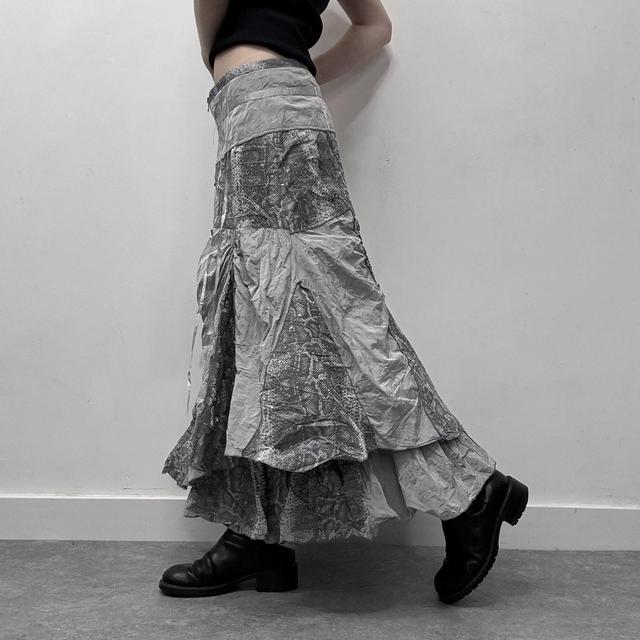 Layered puff lace cargo maxi skirt