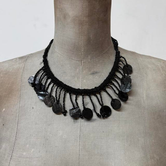 Black beaded drape
