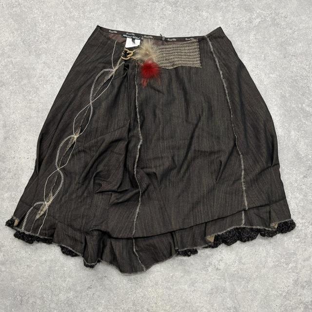 Grunge pinstripe layered puff skirt