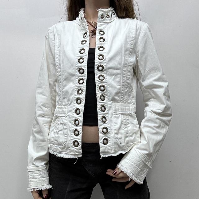 White flared eyelet jacket