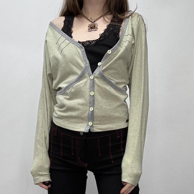 Slouchy pinstripe cropped cardigan