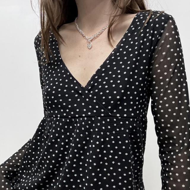 Coquette polka dot mesh shirt