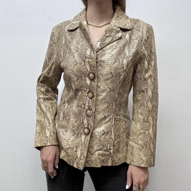 Snakeskin brown leather blazer