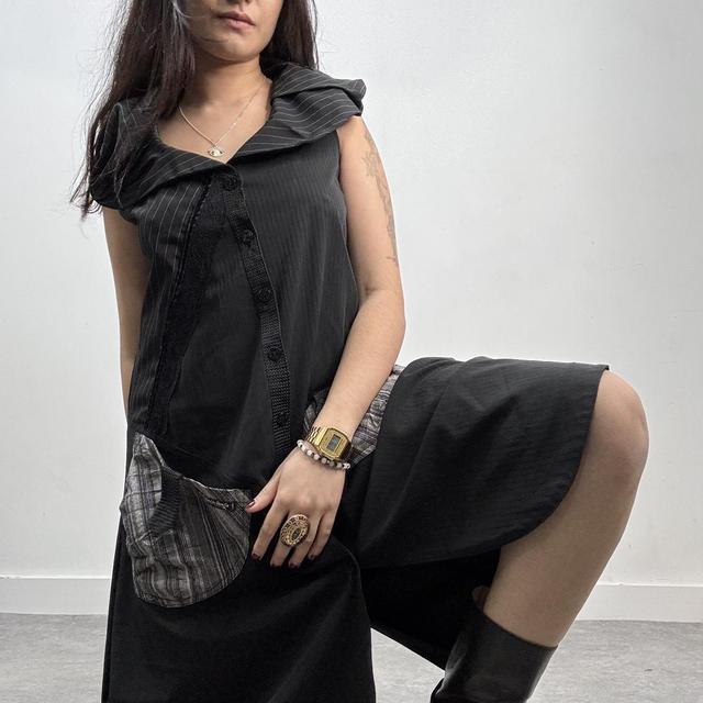 Pinstripe structured cargo dress