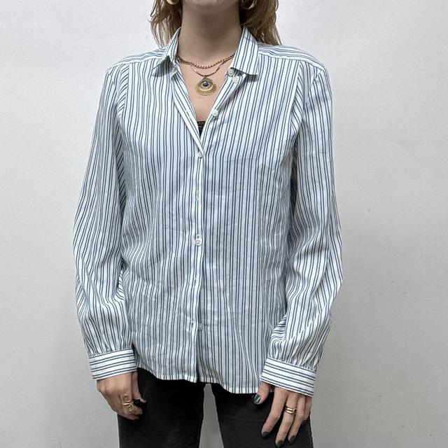 Preppy blue pinstripe shirt