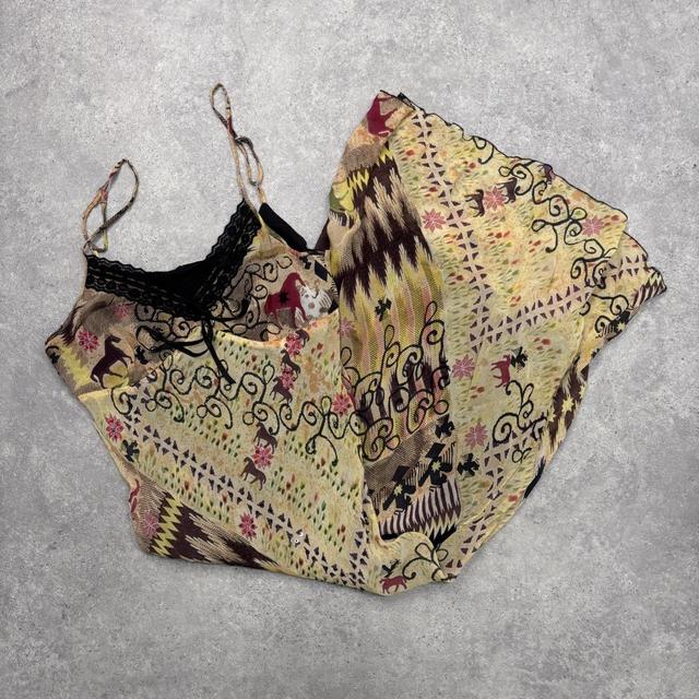 Sheer silk graphic flutter dress