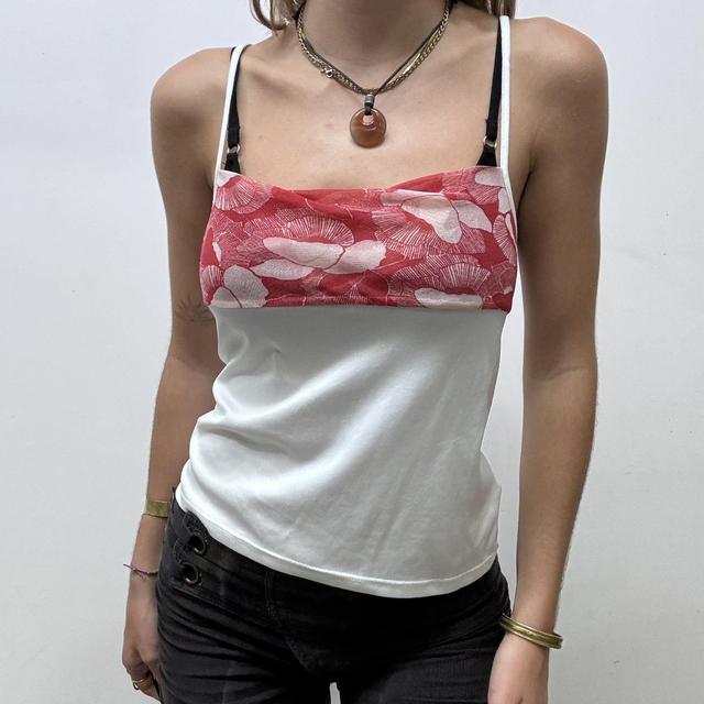 Y2k patterned mesh panel vest