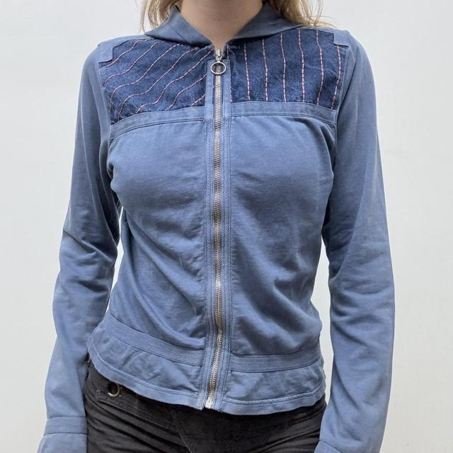 Slouchy blue stitched hoodie