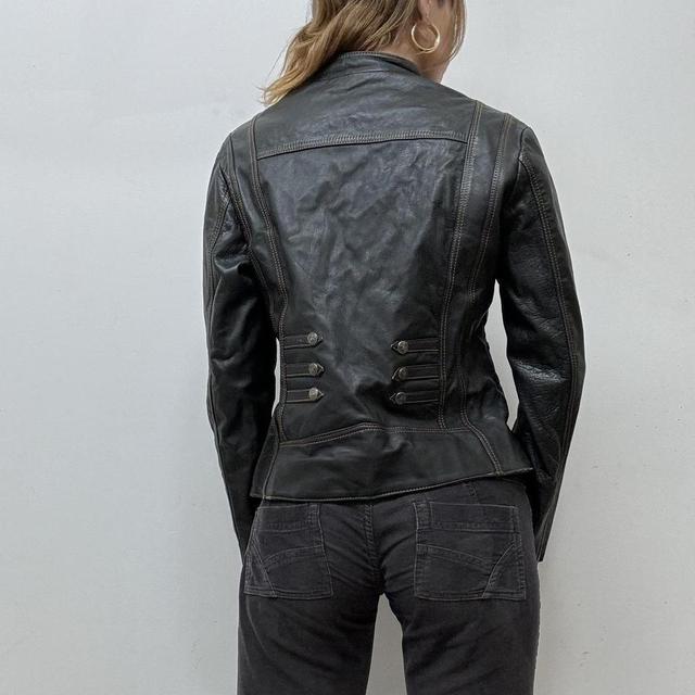 Vintage black leather biker jacket