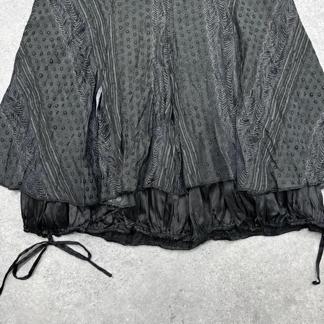 Layered pinstripe puff balloon midi skirt