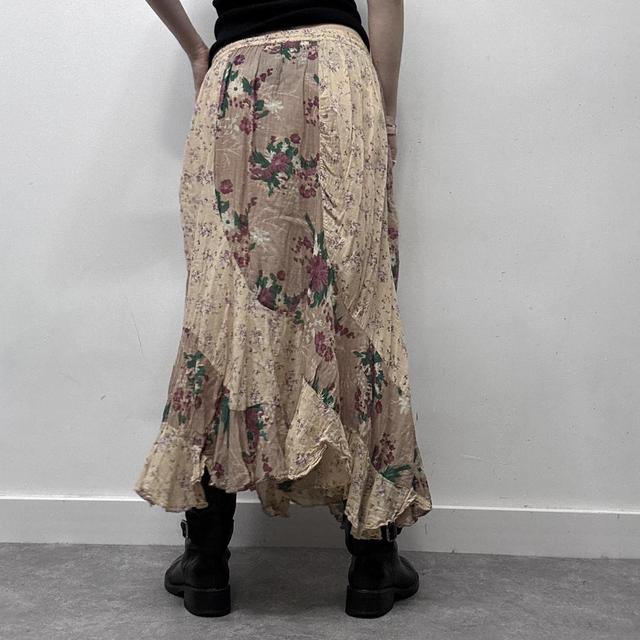 Sheer patchwork floral ruffle skirt
