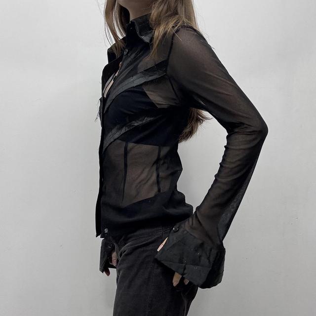 Sheer black flared shirt
