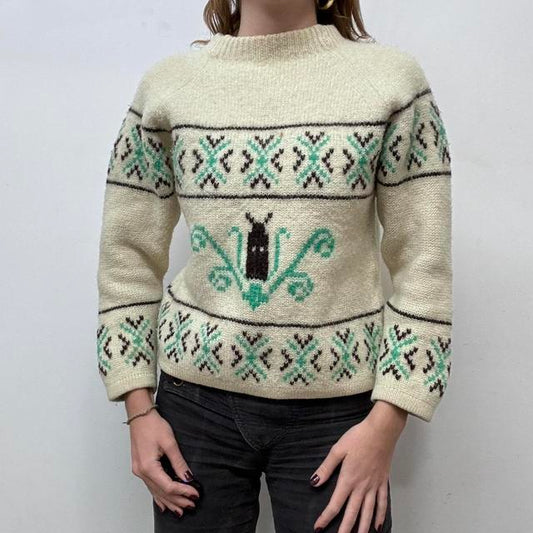 Wool knit fair isle winter jumper