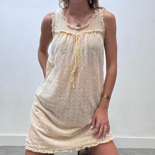 Sheer lace pastel mini dress