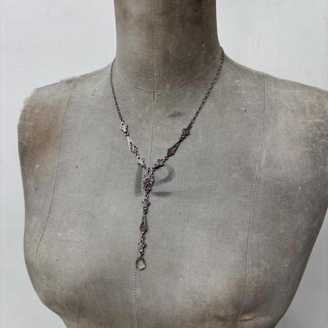 Pink gemstone hanging fairy necklace