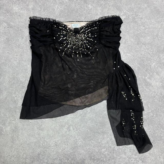 Black gothic asymmetric bustier vest