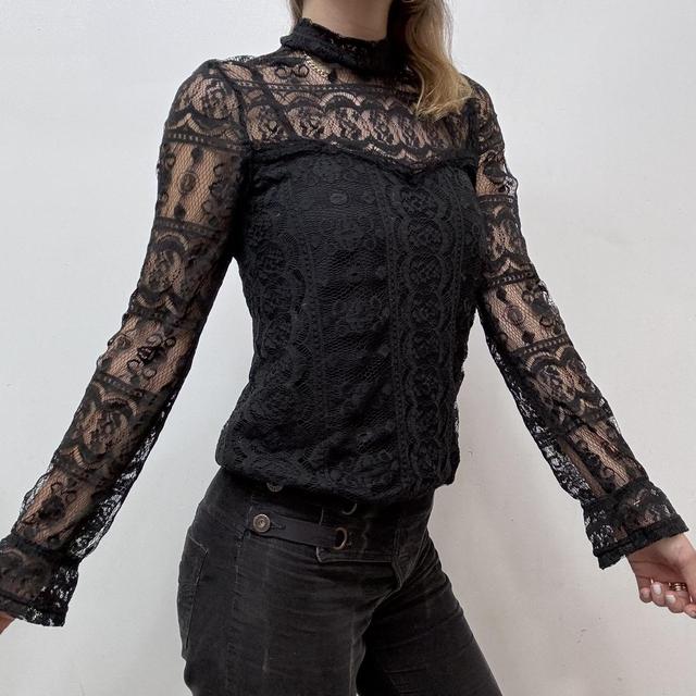 Sheer lace black blouse